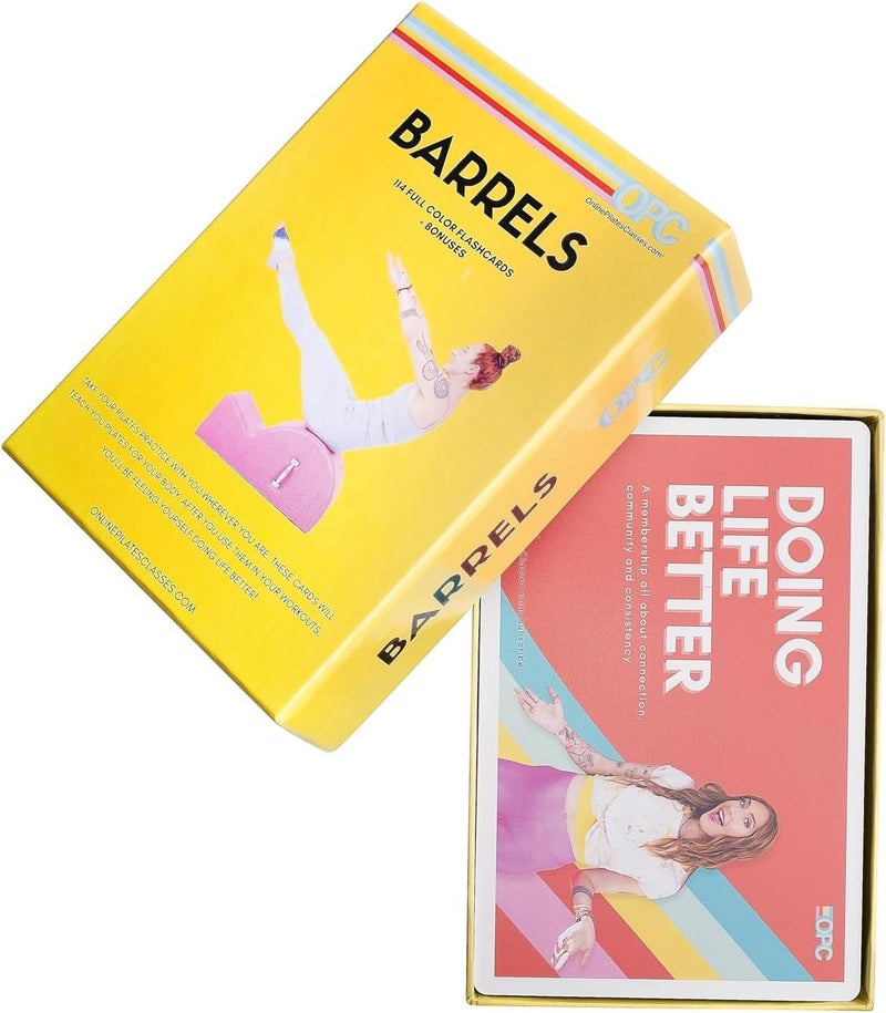 OnlinePilatesClasses.com OnlinePilatesClasses Pilates Barrels Flashcards, Deck Cards Set with Video Tutorial for Spine Corrector, Ladder Barrel, Small Barrel & C-Shaper Exercise, Home Gym Workout, Barrel Arc Not Included - Image 4